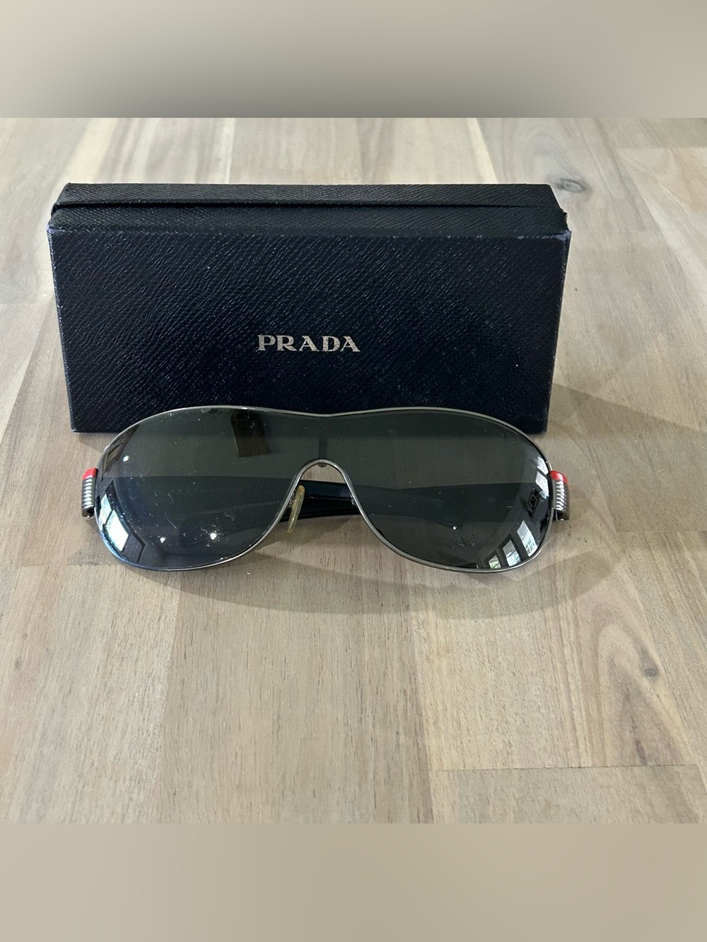 Prada Linea Rossa Shield Sunglasses Black